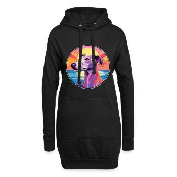 Vieux lévrier croate race de chien dessin animé coloré - Sweat-shirt à capuche long Femme - noir - Devant