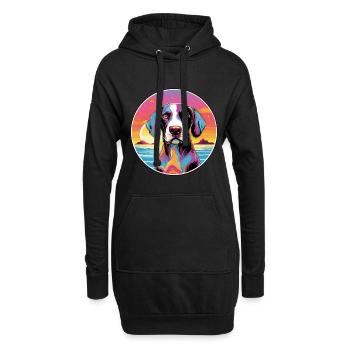 Chien d’arrêt portugais race coloré dessin animé Wate - Sweat-shirt à capuche long Femme - noir - Devant