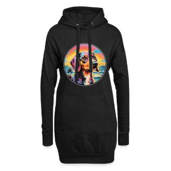 Poitevin Hound Chien Race Coloré Cartoon Watercol - Sweat-shirt à capuche long Femme - noir - Devant