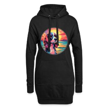 Russische Spaniel-Hunderasse Bunte Karikatur Waterco - Hoodie-Kleid - Schwarz - Vorne