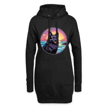 Schipperke chien race coloré dessin animé aquarelle - Sweat-shirt à capuche long Femme - noir - Devant
