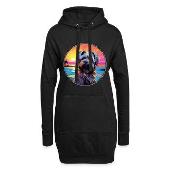 Skye Terrier Hunderasse bunte Karikatur Aquarell - Hoodie-Kleid - Schwarz - Vorne