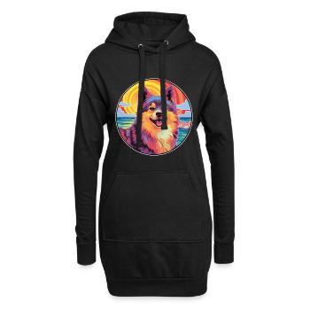 Schwedische lappländische Hunderasse bunte Karikatur Wasserc - Hoodie-Kleid - Schwarz - Vorne