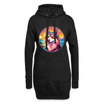 Westsibirische Laika-Hunderasse Bunte Karikatur Wat - Hoodie-Kleid - Schwarz - Vorne