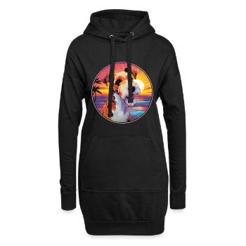 Fil Fox Terrier Chien Race Coloré Cartoon Waterc - Sweat-shirt à capuche long Femme - noir - Devant
