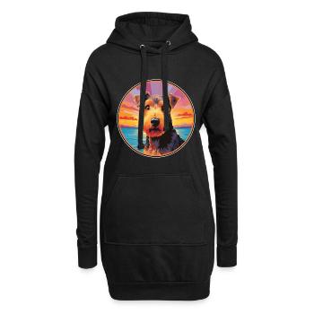 Welsh Terrier Chien Race Coloré Cartoon Watercolo - Sweat-shirt à capuche long Femme - noir - Devant