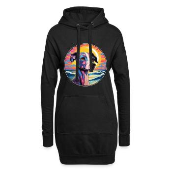 Whippet Hund Rasse bunte Karikatur Aquarell - Hoodie-Kleid - Schwarz - Vorne