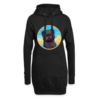 Affenpinscher Hund Rasse Cartoon Kawaii Clipart Hund - Hoodie-Kleid - Schwarz - Vorne