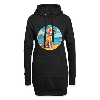 Akbash Hund Rasse Cartoon Kawaii Clipart Aquarell - Hoodie-Kleid - Schwarz - Vorne