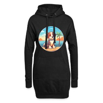 Aidi chien race dessin animé Kawaii Clipart aquarelle - Sweat-shirt à capuche long Femme - noir - Devant