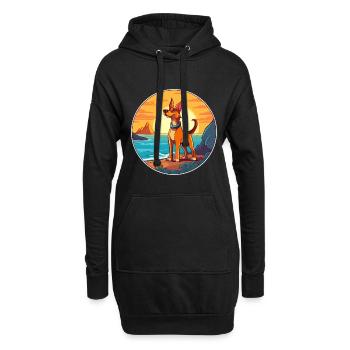 Alopekis chien race dessin animé kawaii clipart chien animal de compagnie - Sweat-shirt à capuche long Femme - noir - Devant