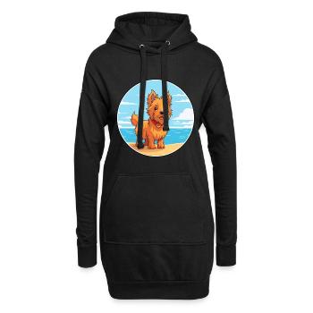 Chien Terrier Australien Race Cartoon Kawaii Chien - Sweat-shirt à capuche long Femme - noir - Devant