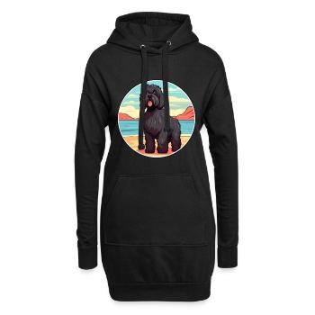 Schwarzer russischer Terrier Hunderasse Cartoon Kawaii Hund - Hoodie-Kleid - Schwarz - Vorne