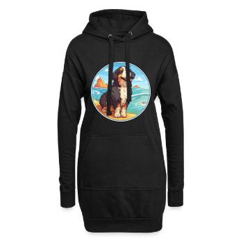 Bouvier bernois race Cartoon Kawaii Clipart - Sweat-shirt à capuche long Femme - noir - Devant