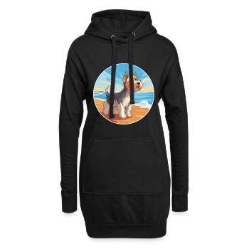 Biewer Terrier chien race Cartoon Kawaii Clipart - Sweat-shirt à capuche long Femme - noir - Devant