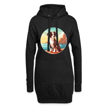 Cao Da Serra De Aires Hunderasse Cartoon Kawaii Hund - Hoodie-Kleid - Schwarz - Vorne