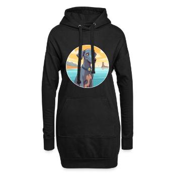 Bleu dentelle chien race dessin animé Kawaii Clipart chien animal de compagnie - Sweat-shirt à capuche long Femme - noir - Devant