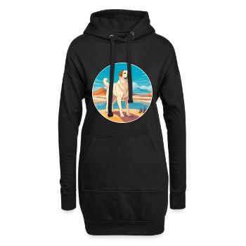 Chien de berger d’Asie centrale race Cartoon Kawaii - Sweat-shirt à capuche long Femme - noir - Devant