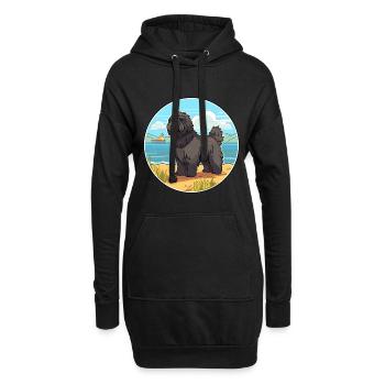 Bouvier Des Ardennes Hunderasse Cartoon Kawaii Hund - Hoodie-Kleid - Schwarz - Vorne