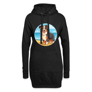 Collie chien race dessin animé Kawaii Clipart aquarelle - Sweat-shirt à capuche long Femme - noir - Devant