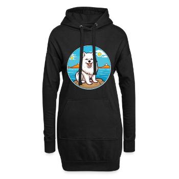 Chien esquimau canadien race Cartoon Kawaii Clipart - Sweat-shirt à capuche long Femme - noir - Devant