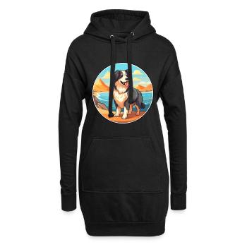 Karpaten-Schäferhund-Rasse-Cartoon-Kawaii-Hund - Hoodie-Kleid - Schwarz - Vorne