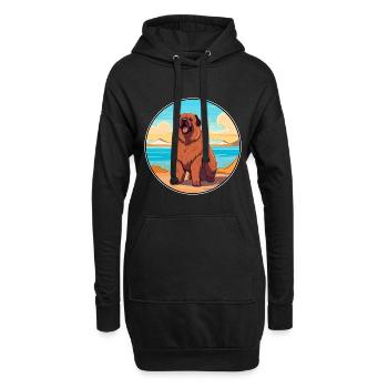 Caucasien Ovcharka Race De Chien De Dessin Animé Kawaii Chien - Sweat-shirt à capuche long Femme - noir - Devant