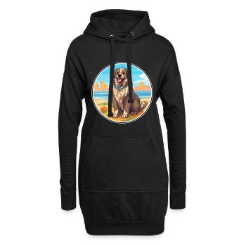 Chien de berger caucasien race Cartoon Kawaii chien - Sweat-shirt à capuche long Femme - noir - Devant