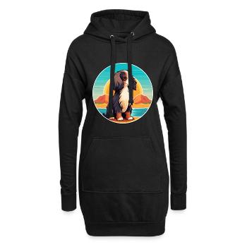 Continental Toy Spaniel Chien Race Cartoon Kawaii - Sweat-shirt à capuche long Femme - noir - Devant