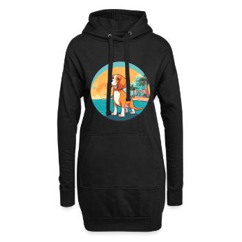 Deutsche Bracke Hund Rasse Cartoon Kawaii Clipart - Hoodie-Kleid - Schwarz - Vorne