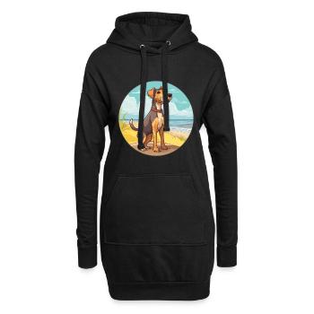 Chien de chasse allemand Terrier race Cartoon Kawaii - Sweat-shirt à capuche long Femme - noir - Devant