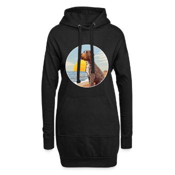German Wirehaired Pointer Dog Breed Cartoon Kawaii - Hoodie Dress - black - Front