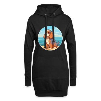 Anglais Jouet Épagneul Chien Race Dessin Animé Kawaii Chien - Sweat-shirt à capuche long Femme - noir - Devant