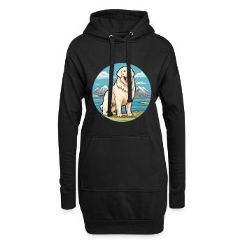 Grande race de chien des Pyrénées Cartoon Kawaii Clipart - Sweat-shirt à capuche long Femme - noir - Devant