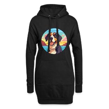Grand Bouvier Suisse Race Cartoon Kawaii - Sweat-shirt à capuche long Femme - noir - Devant