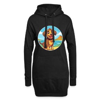 Kai Ken chien race dessin animé Kawaii Clipart chien animal de compagnie - Sweat-shirt à capuche long Femme - noir - Devant