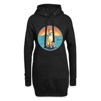 Korean Jindo Dog Breed Cartoon Kawaii Clipart Dog - Hoodie Dress - black - Front