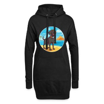 Labrador Retriever Hund Rasse Cartoon Kawaii Hund - Hoodie-Kleid - Schwarz - Vorne