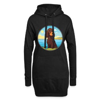 Irischer Wasserspaniel Hund Rasse Cartoon Kawaii Hund - Hoodie-Kleid - Schwarz - Vorne