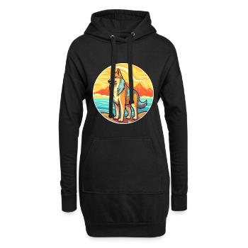 Kunming Wolfhund Hund Rasse Cartoon Kawaii Clipart - Hoodie-Kleid - Schwarz - Vorne