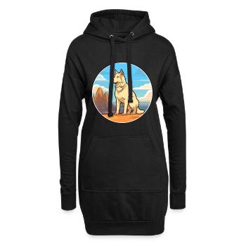 Karst Schäferhund Rasse Cartoon Kawaii Clipart - Hoodie-Kleid - Schwarz - Vorne
