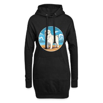 Maremma Schäferhund Hund Rasse Cartoon Kawaii Clipart - Hoodie-Kleid - Schwarz - Vorne