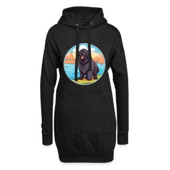 Neufundländer Hund Rasse Cartoon Kawaii Clipart Hund - Hoodie-Kleid - Schwarz - Vorne
