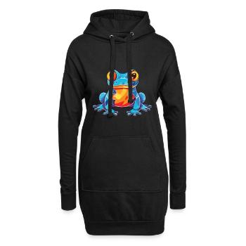 Frosch buntes Aquarell Tier Haustier Illustration - Hoodie-Kleid - Schwarz - Vorne