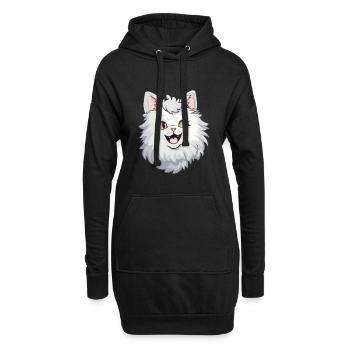 Laperm Katze Karikatur Aquarell Illustration - Hoodie-Kleid - Schwarz - Vorne