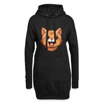 Havanna Braune Katze Karikatur Aquarell Illustration - Hoodie-Kleid - Schwarz - Vorne