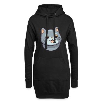British Fold Shorthair chat dessin animé Art de l’aquarelle - Sweat-shirt à capuche long Femme - noir - Devant