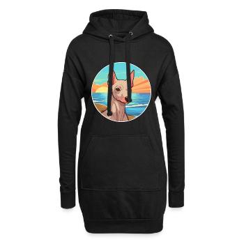 Chien nu péruvien race Cartoon Kawaii Clipart - Sweat-shirt à capuche long Femme - noir - Devant