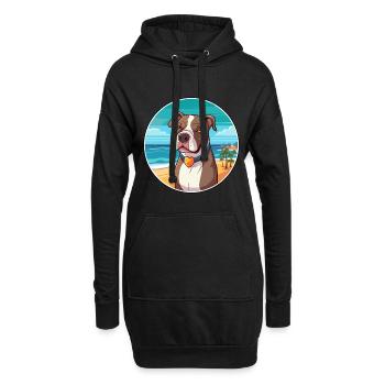 Pitbull chien race dessin animé Kawaii Clipart chien animal de compagnie - Sweat-shirt à capuche long Femme - noir - Devant