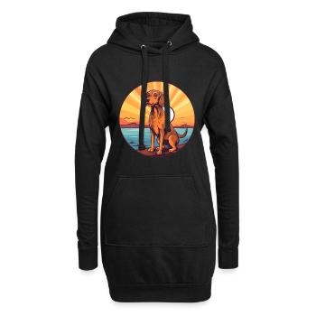 Chien de chasse polonais race Cartoon Kawaii Clipart - Sweat-shirt à capuche long Femme - noir - Devant